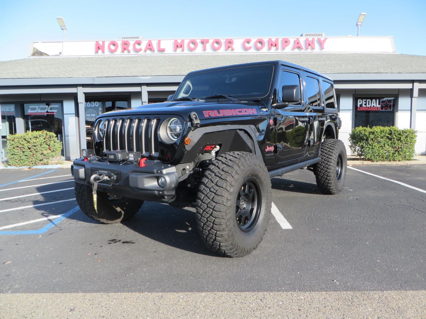 2018 BLACK /BLACK Jeep Wrangler JL Unlimited Rubicon (1C4HJXFG0JW) with an 3.6L V6 DOHC 24V engine, automatic transmission, located at 2630 Grass Valley Highway, Auburn, CA, 95603, (530) 508-5100, 38.937893, -121.095482 - JL Rubicon sitting on Teralfex suspension, Falken fast adjust shocks, Method wheels, BFG KM3 tires, Smittybilt winch, Rigid Leds, window tint, RC Fender eliminators, DV8 rear bumper, Smittybilt HD hinge kit, and a terflex spare tire relocation. - Photo#0